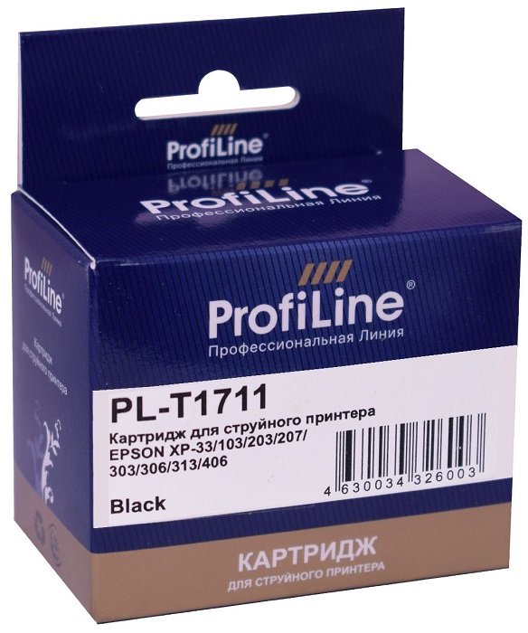Картридж ProfiLine PL_T1711_BK струйный для принтеров Epson Expression Home XP-33/XP-103/XP-203/XP-207/XP-303/XP-306/XP-313/XP-323/XP-403/XP-406/XP-41