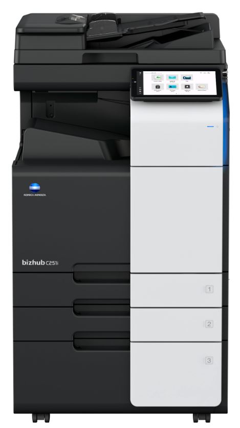 МФУ лазерное цветное Konica Minolta bizhub C251i ADXM021 SRA3, 25 стр/мин, дупл, сеть, 8Гб, 256Гб(SSD), PS3, SRA3(300г/м), 2x500л,без автпод,тонеров