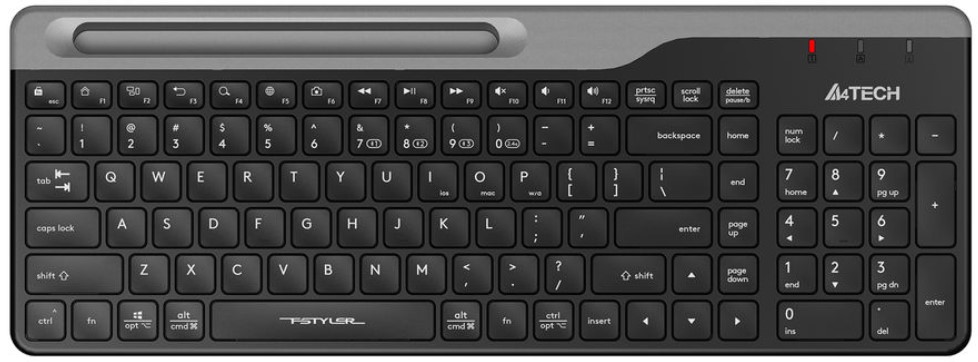 Клавиатура Wireless A4Tech Fstyler FBK25 черный/серый BT/Radio slim Multimedia (1583353) FBK25 BLACK