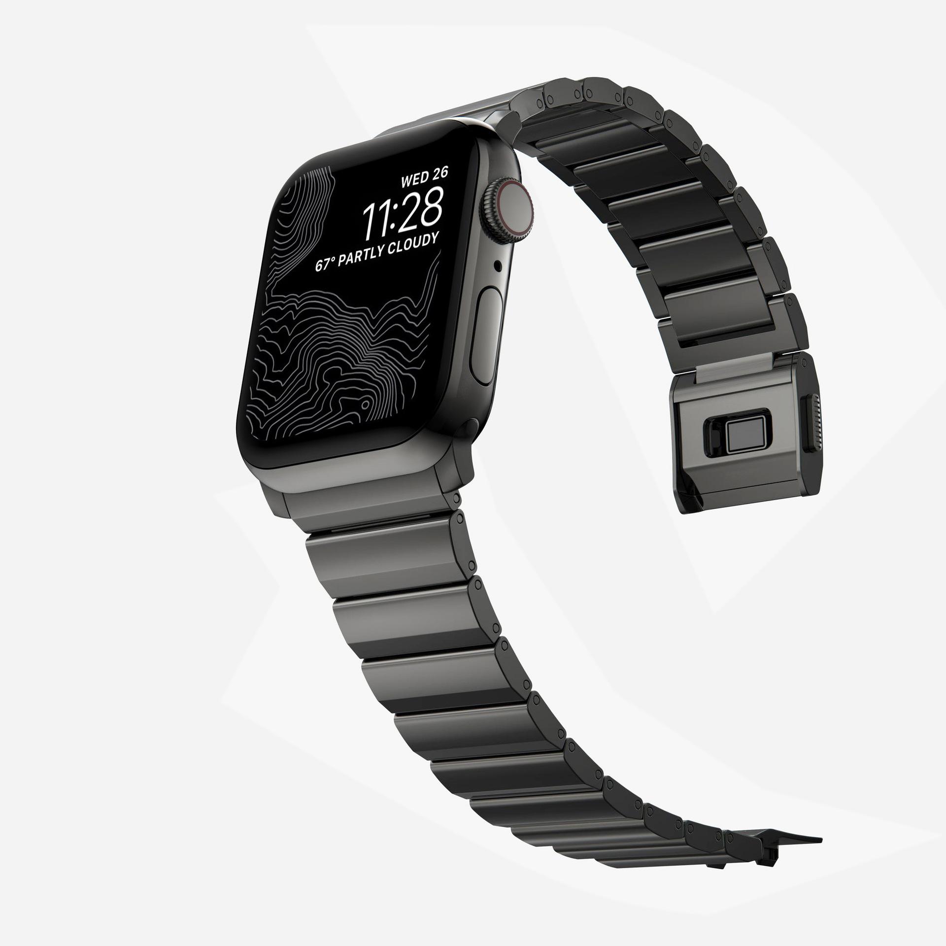 Роскошный титановый ремешок для Apple Watch Strap Ultra 2 49 мм 46 мм 45 мм 42 мм Магнитный ремешок Correa для iWatch Series10 9 8 7 6 SE 5 Браслет 42mm 44mm 45mm 49mm&Titanium чёрный MY-CASE