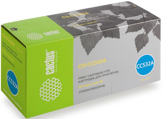 Картридж Cactus CS-CC532A для принтеров HP Color LaserJet CP2025/CM2320mfp, желтый, 2800 стр.
