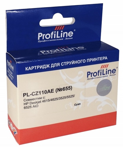 Картридж ProfiLine PL-CZ110AE-C №655 для принтеров HP Deskjet 4615/4625/3525/5525/6525 AiO Cyan водн ProfiLine PL_CZ110AE_C
