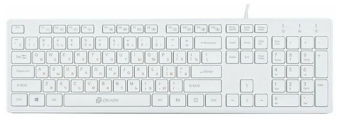Клавиатура Oklick 500M белый USB slim Multimedia(1061586) Oklick 1061586