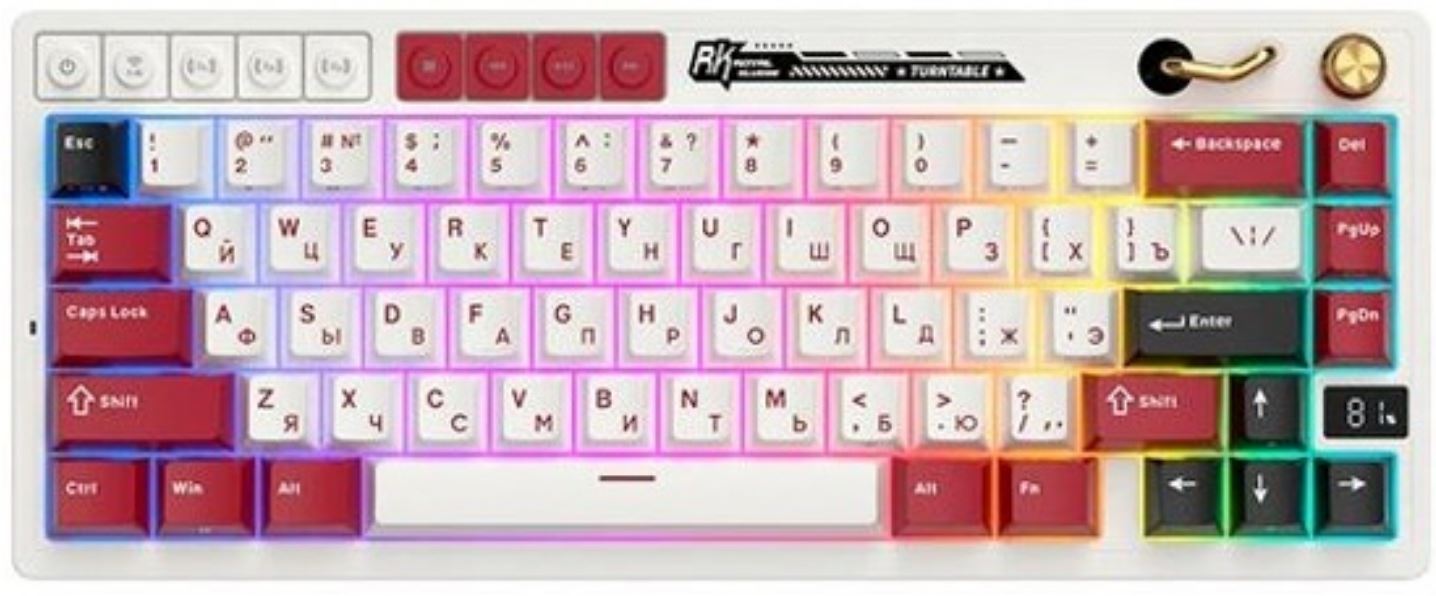 Клавиатура Wireless Royal Kludge RK M65 6935280827099 3 типа подключения, 66 клавиш, цвет Famicom