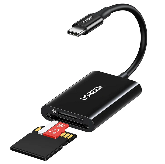 Кабель UGREEN CM265 35622_ USB-C 3.1 to TF/SD 3.0 Multifunction Card Reader, black