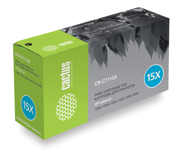 Картридж Cactus CS-C7115X для принтеров HP LaserJet 1000/ 1005/ 1200/ 1220/ 3300/ 3380. 3500 стр. CS-C7115XS