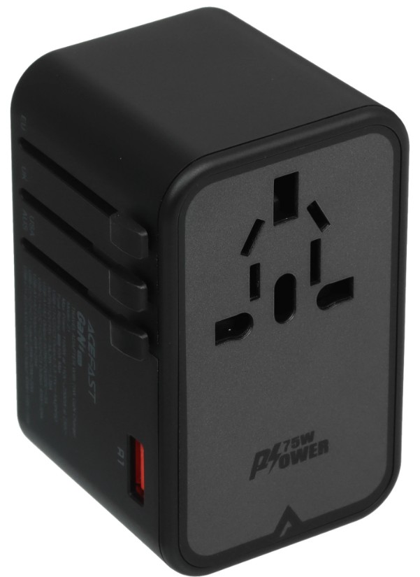 Зарядное устройство сетевое ACEFAST Z1 PD75W GaN (3*USB-C+2*USB-A) multifunctional charging adapter. Цвет: черно-серый AF-Z1-BK