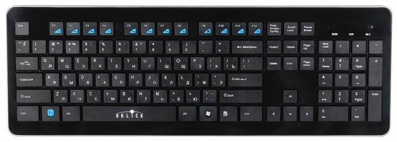 Клавиатура Wireless Oklick 870S KB-406W черная, slim, мульт. кнопки, 368218 Oklick 368218