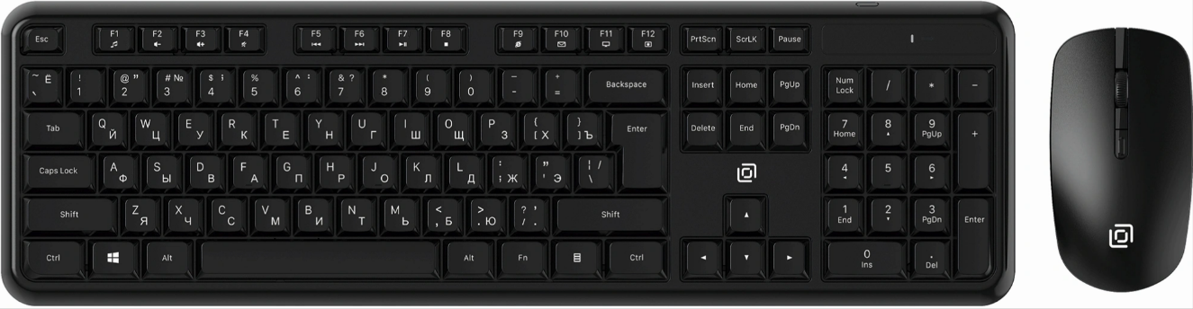 Клавиатура и мышь Wireless Oklick S277W 2066172 клав: черная, мышь: черная, USB Multimedia