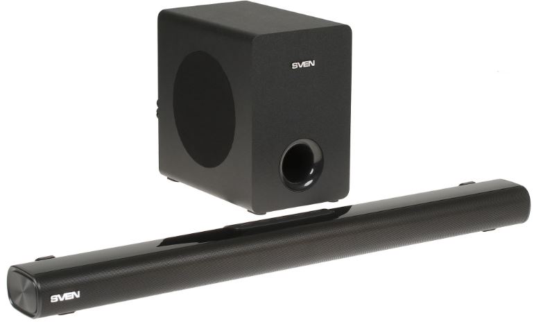 Саундбар Sven SB-2150A SV-019556 черный (180 Вт, USB, HDMI, ПДУ, Optical, Bluetooth, дисплей, беспроводной сабвуфер)
