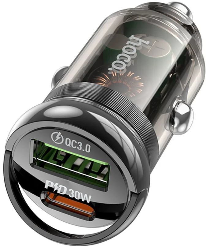 Зарядное устройство автомобильное Hoco Z53A 6942007611305 30Вт, USB, Type-C, черный, коробка