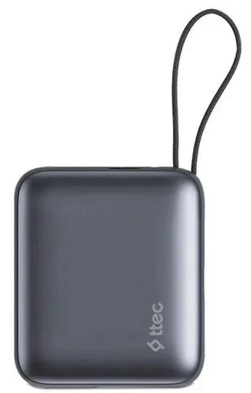 Аккумулятор внешний TTEC ReCharger Mini 2BB231GR LCD 10000mAh USB-C PD 20W Powerbank с кабелем USB-C&Lightning, цвет: серый