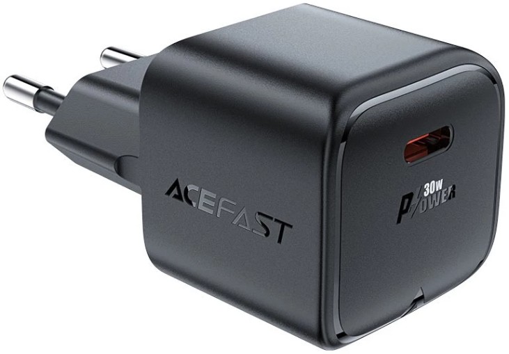 Зарядное устройство сетевое ACEFAST A77 mini AF-A77-BK PD30W GaN USB-C charger (EU). Цвет: черный