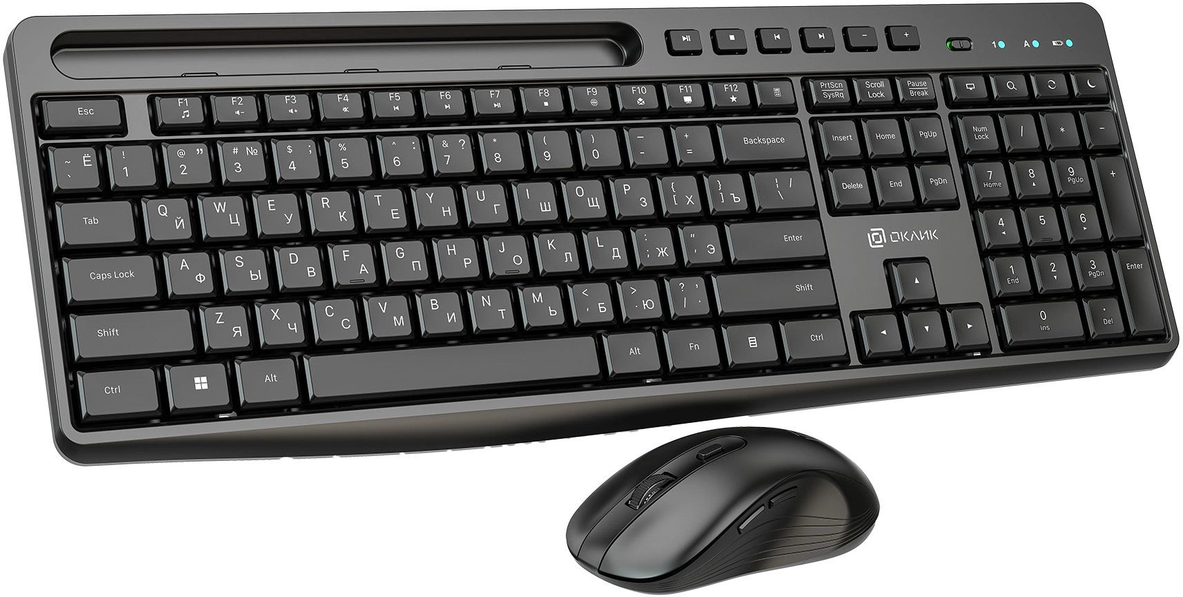 Клавиатура и мышь Oklick S275W 1993113 клав: черный мышь: черный, USB беспроводная, slim Multimedia