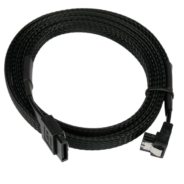 Кабель интерфейсный Cablexpert CC-SATAM-DATA90-BLBR-100CM SATA, Sata3 7pin/7pin, 100см, оплетка, черный, пакет
