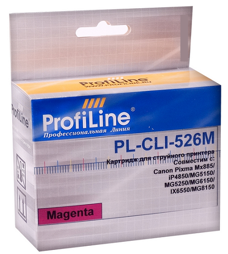 Картридж струйный ProfiLine PL-CLI-526M-M Картридж PL-CLI-526M с чипом для принтеров Canon Pixma IP4850/MG5150/MG5250/MG6150/MG8150 Magenta водн Profi PL_CLI-526M_M