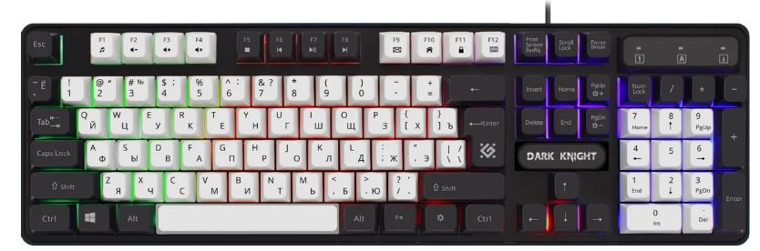 Клавиатура Defender DARK KNIGHT GK-077 RU 45078 WH/BL