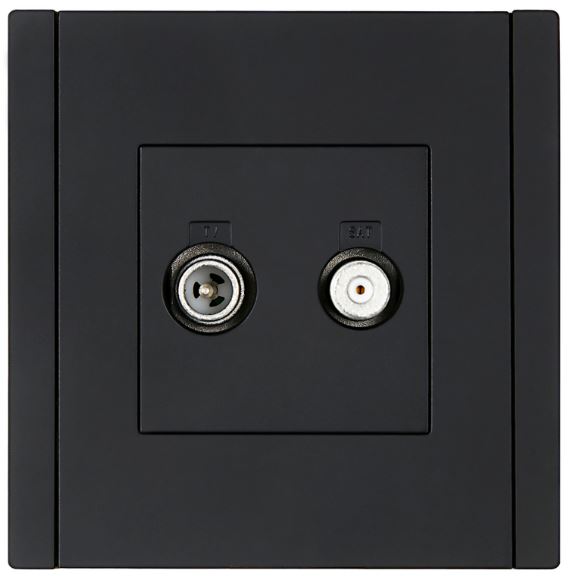 Розетка телевизионная IEK FP-AF20-O-K02 FORTE&PIANO TV+SAT FP138 черный
