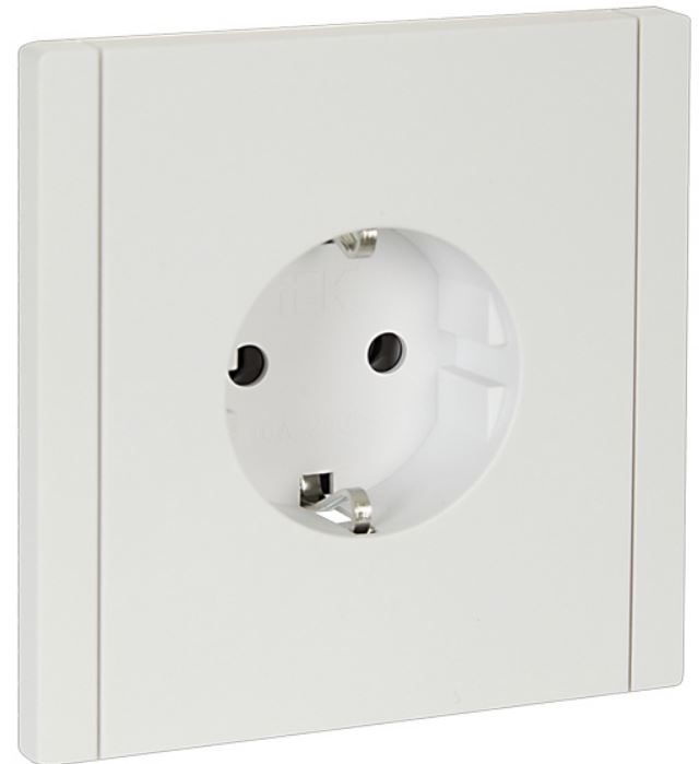 Розетка с заземлением IEK FP-R14-16-1-K01 FORTE&PIANO с защитными шторками 16А FP213 белый