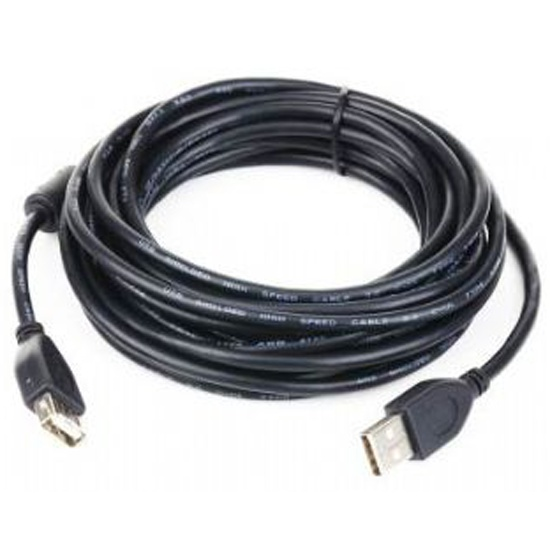 Кабель интерфейсный USB 2.0 удлинитель Gembird AM/AF Pro, 3.0 м, феррит.кольц., черный, пакет Cablexpert CCF-USB2-AMAF-10