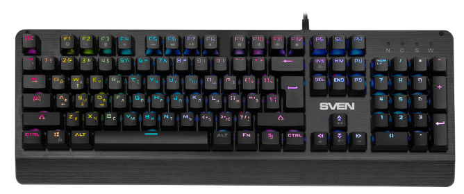 Клавиатура Sven KB-G9700 SV-015831 игровая механическая (104 кл.+12Fn,RED switch, RGB, мет. корпус)