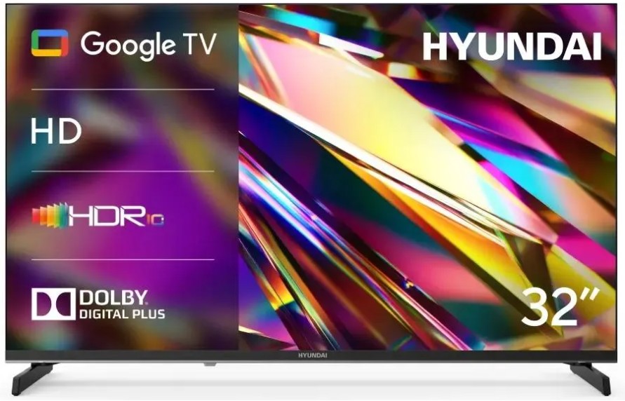 Телевизор Hyundai H-LED32BS5011 LED, 32" Google TV Frameless Metal черный/черный HD 60Hz DVB-T DVB-T2 DVB-C DVB-S DVB-S2 USB WiFi Smart TV
