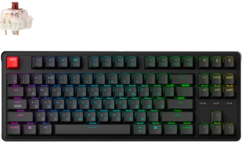 Клавиатура Keychron C3 Pro C3PX-H3Z-RU TKL, механическая, 87 клавиш, цвет Black, переключатели Super Brown