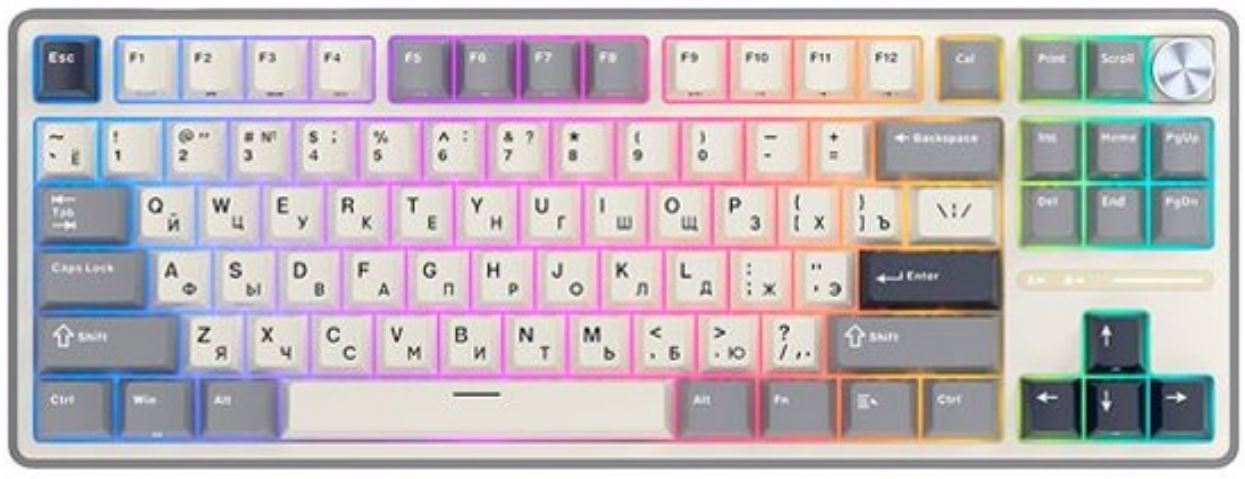 Клавиатура проводная Royal Kludge RK R87 Pro 6977576550755 87 клавиш, цвет Half Grey