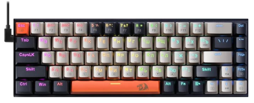 Клавиатура проводная Redragon Ryze 71342 игровая механическая красные свичи, черная (1/10)
