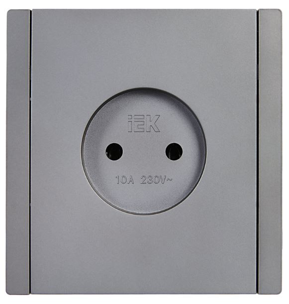 Розетка без заземления IEK FP-R10-10-K46 FORTE&PIANO без защитных шторок в/к 10А FP518 сталь