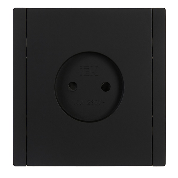 Розетка без заземления IEK FP-R13-10-K02 FORTE&PIANO с защитными шторками в/к 10А FP117 черная