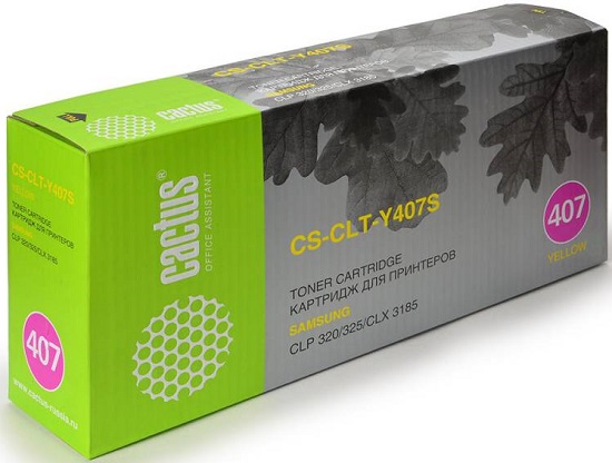 Картридж Cactus CS-CLT-Y407S для принтеров Samsung CLP-325/CLX-3185, yellow