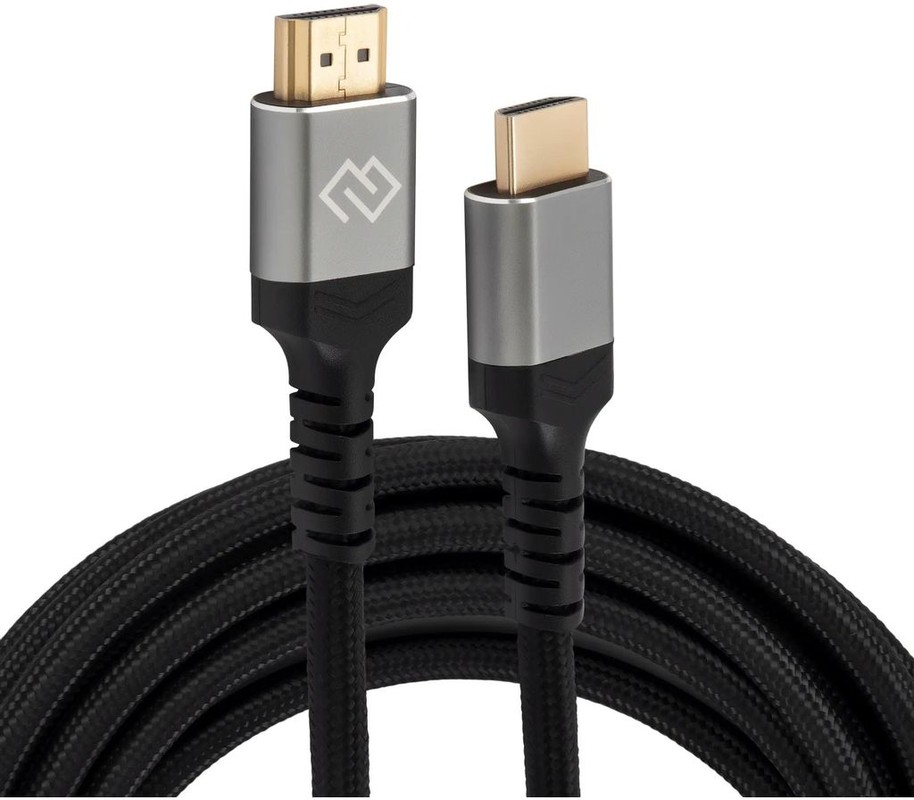 Кабель интерфейсный HDMI-HDMI Digma D-HDMI-2FF-V2.1-5M аудио-видео 5м. феррит.кольца позолоч.конт. Черный