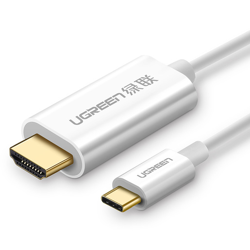 Кабель интерфейсный UGREEN 30841_ USB Type C to HDMI ABS case, 1,5 м, белый