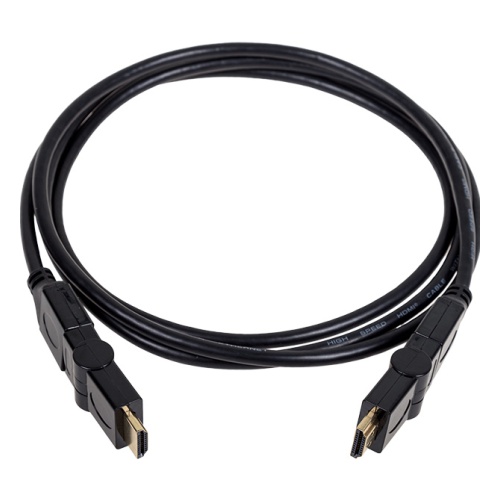 Кабель Rexant 17-6204-3 HDMI - HDMI с фильтрами, 2 метра, угловой 360° (GOLD) (PVC пакет)