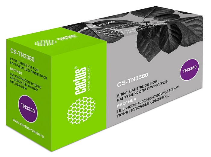 Картридж Cactus CS-TN3380 для принтеров Brother HL5440D/5450DN/5470DW/6180DW черный 8000 стр