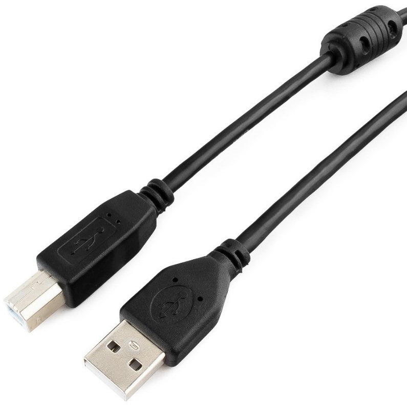 Кабель интерфейсный USB 2.0 Cablexpert CCF-USB2-AMBM-1M AM/BM, медь, двойн.экран, фер.кольцо, Pro, 1м, черный, пакет