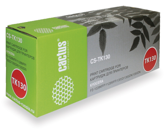 Картридж Cactus CS-TK130 для принтера Kyocera Mita FS-1028MFP/1128MFP/1300D/1300DN/1350DN, черный, 7200 стр.