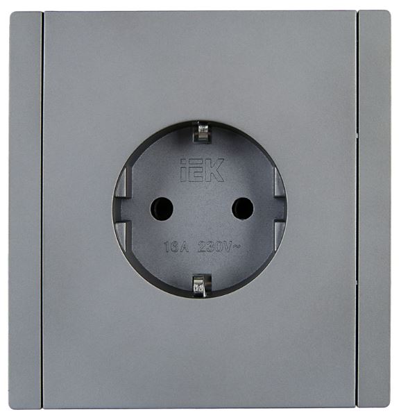 Розетка с заземлением IEK FP-R14-16-K46 FORTE&PIANO с защитными шторками 16А FP515 сталь