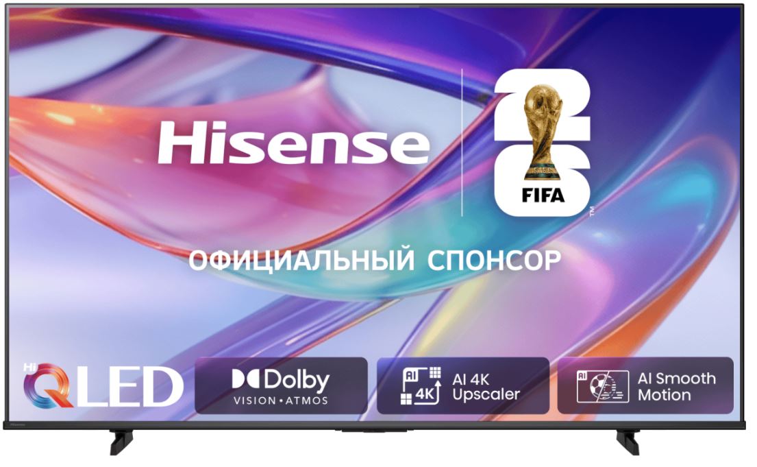 Телевизор Hisense 65E7S 65", QLED, Ultra HD, ADS, QLED/DLED, Smart TV (HomeOS U9.5), Wi-Fi, DVB-T2/T/C/S2/S, 2*10W, Game Mode Plus, HSR 120Hz, 350 nit