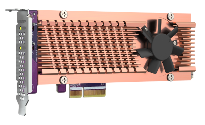 Карта расширения QNAP QM2-2P-344A 2 слота M.2 22110/2280 NVMe SSD. Интерфейс PCIe Gen3 x4.