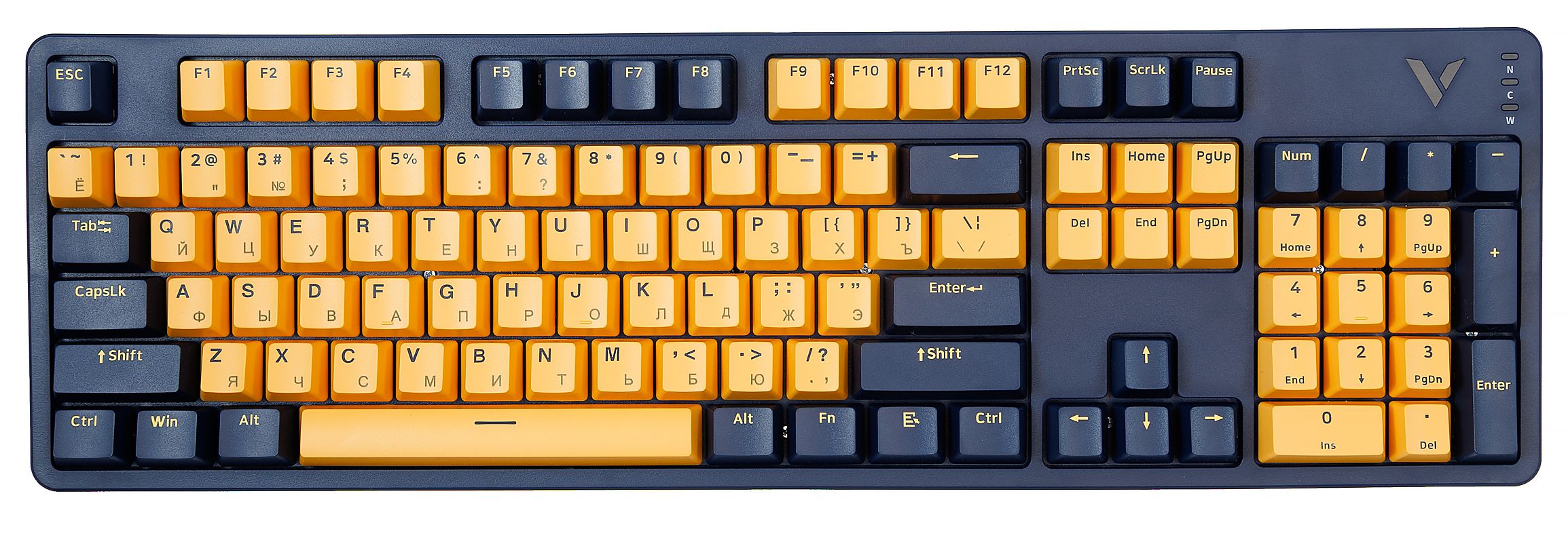 Клавиатура Rapoo V500PRO TM игровая, желтый/голубой V500PRO-Multi-Mode