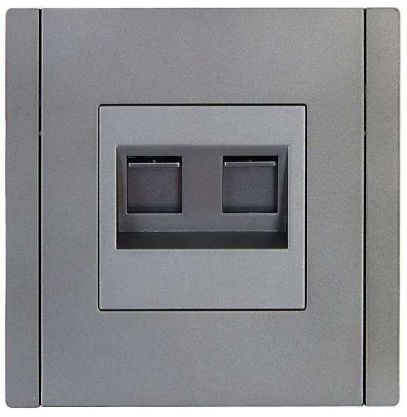 Розетка компьютерная двойная IEK FP-K20-1-K46 FORTE&PIANO RJ45 кат.5E FP533 сталь