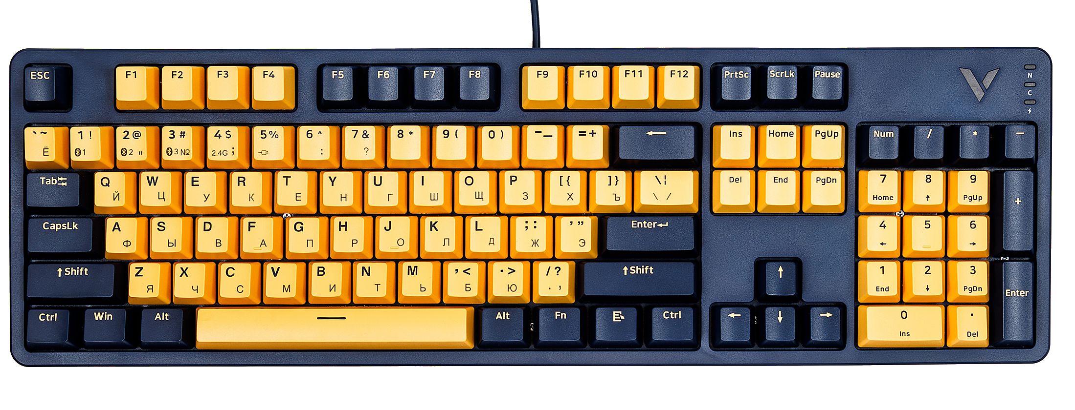 Клавиатура Rapoo V500PRO.RU V500PRO-2024 игровая, желтый/голубой