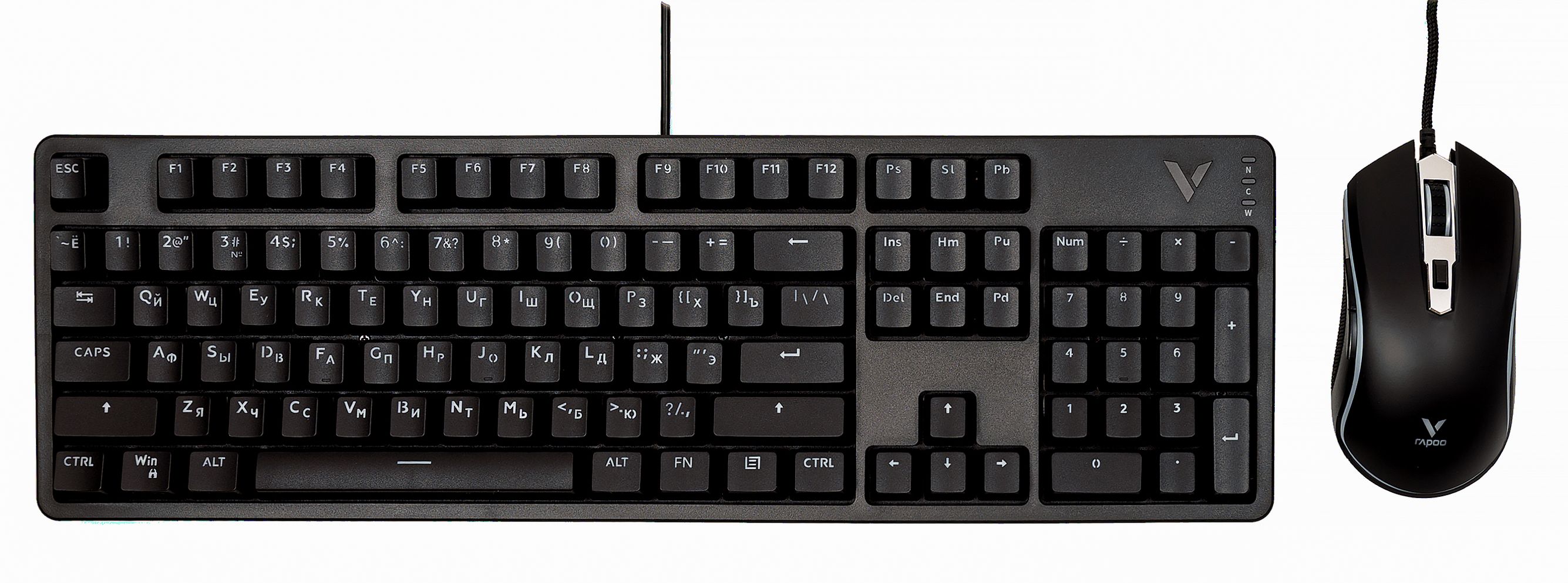 Клавиатура и мышь Rapoo V185S игровая механическая проводная , цвет - черный