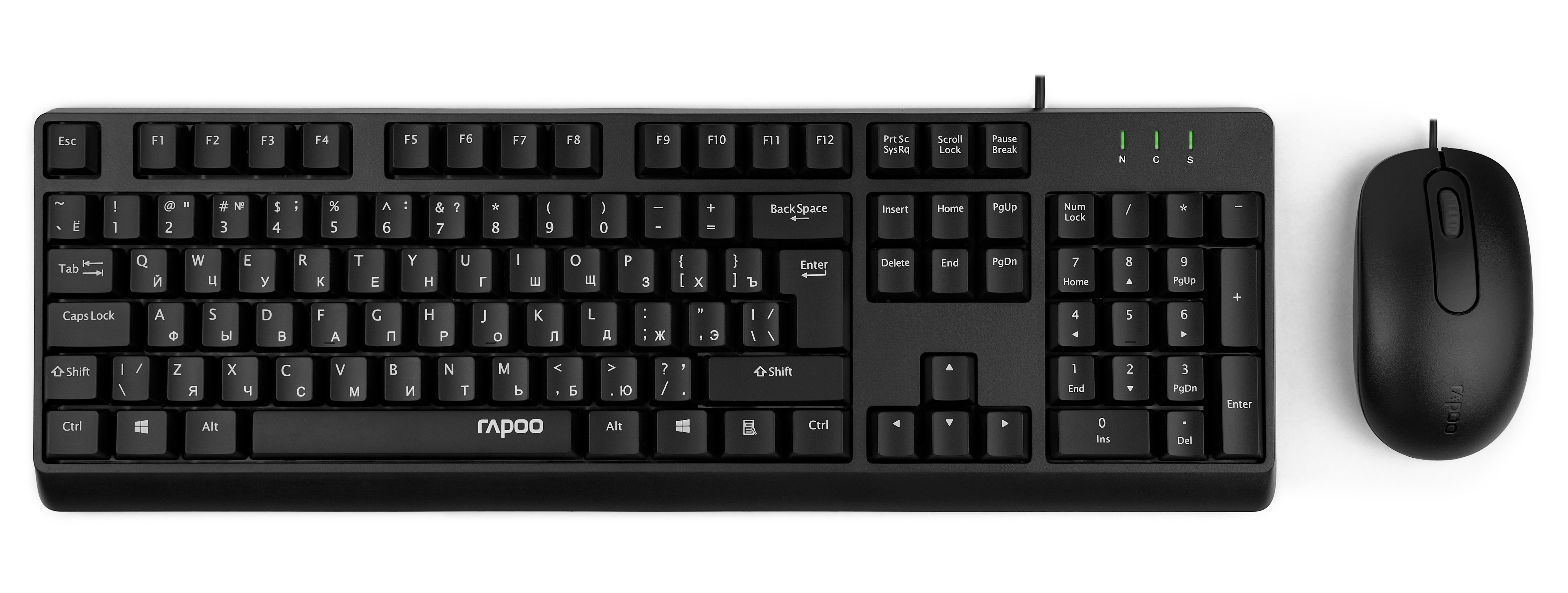 Клавиатура и мышь Rapoo NX1500 проводные, черные