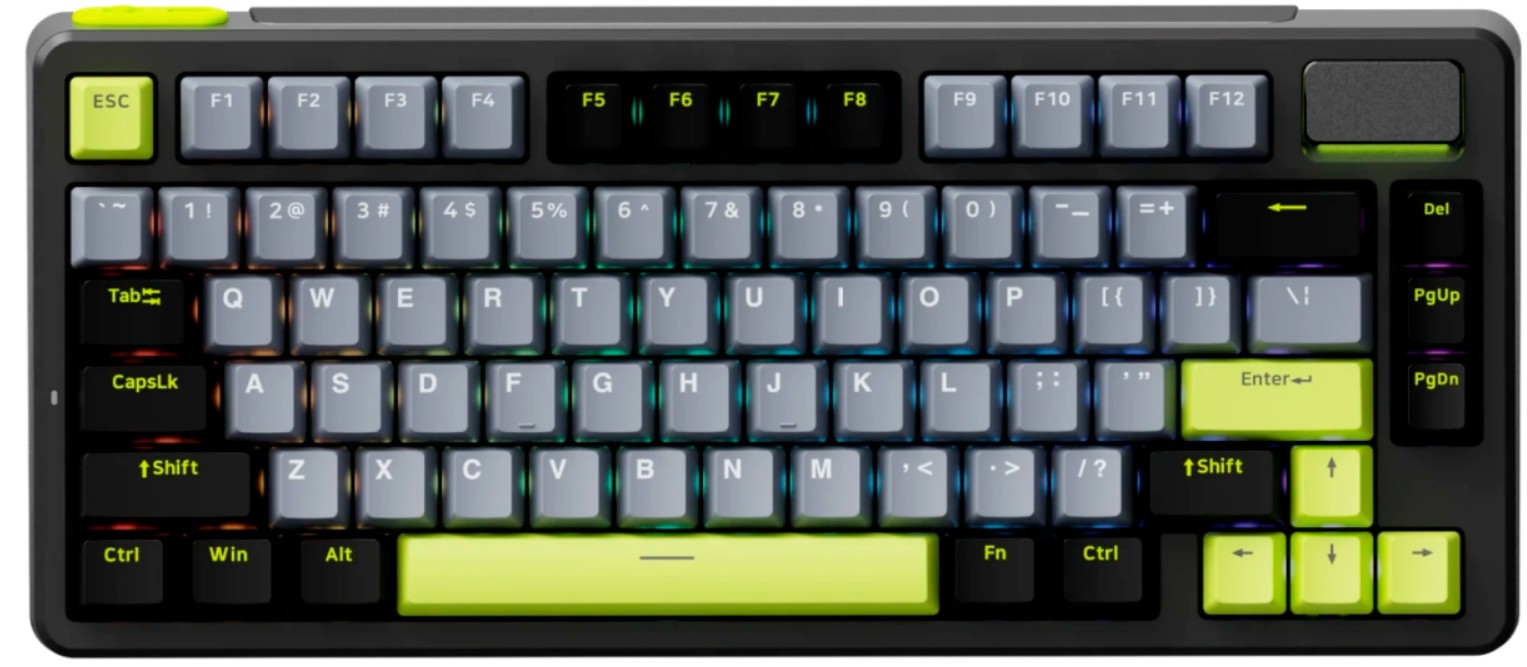 Клавиатура Rapoo V700DIY-75 игровая механическая проводная/беспроводная чер/сер/зел (10369) V700DIY-75-BLGRY