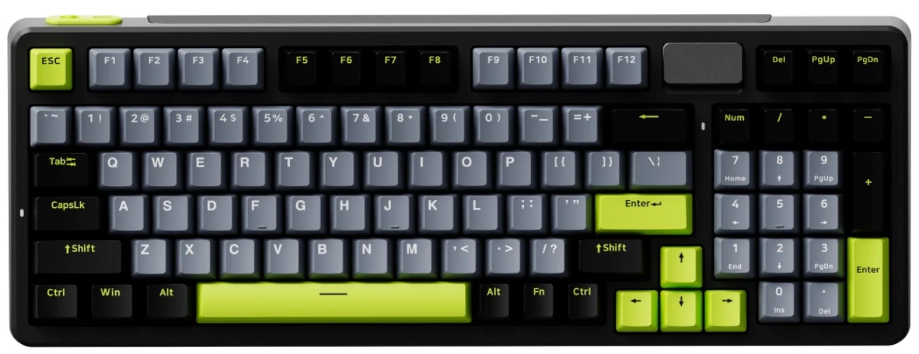 Клавиатура Rapoo V700DIY-98 игровая механическая проводная/беспроводная чер/сер/зел (10370) V700DIY-98-BLGRY
