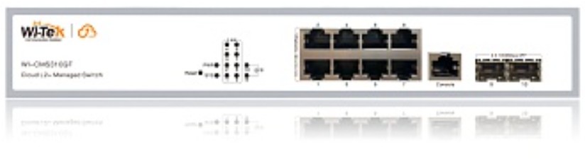 Коммутатор управляемый Wi-Tek WI-CMS310GF L2, порты 8 100/1000Base-TX + 2 SFP