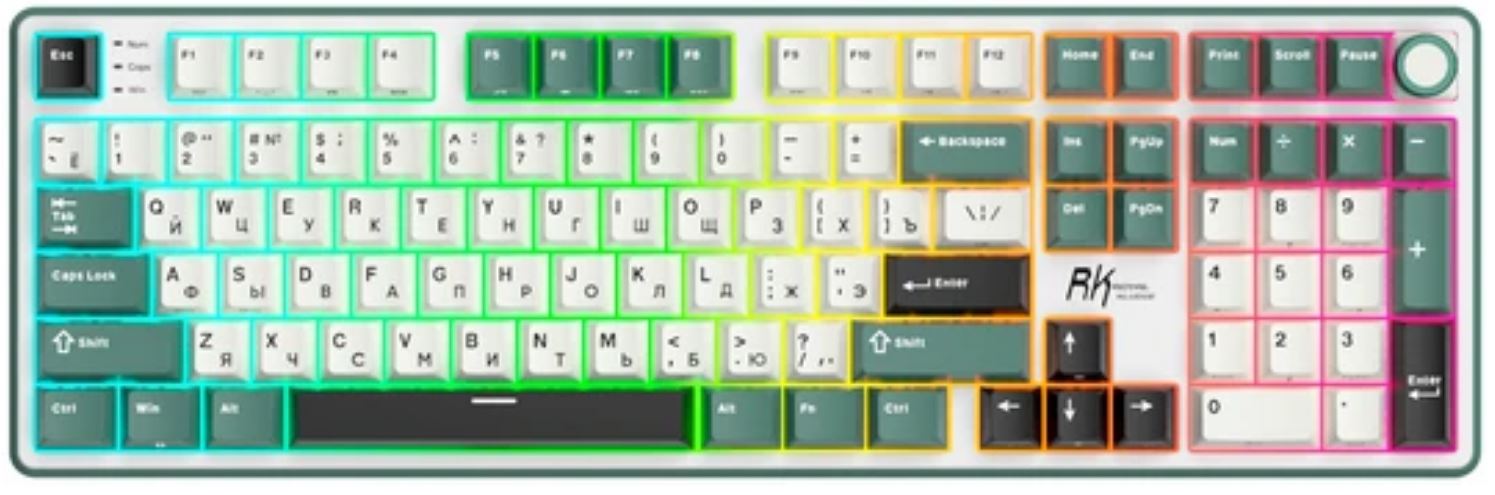 Клавиатура проводная Royal Kludge RK X104 6935280830075 104 клавиши, цвет Wasong Green